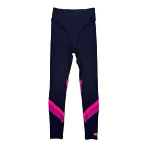 P.E Nation Leggings Womens Medium Black Pink Excellent Ribbed High Rise Active
